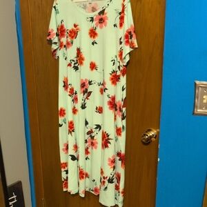 LuLaRoe Mint Green Floral Midi Dress